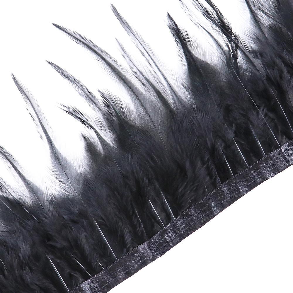 1 Meter Colorful Chicken Feather Tassel Decorated On Tape Chicken Feather With Sewing Fly Dress Lace Decoration