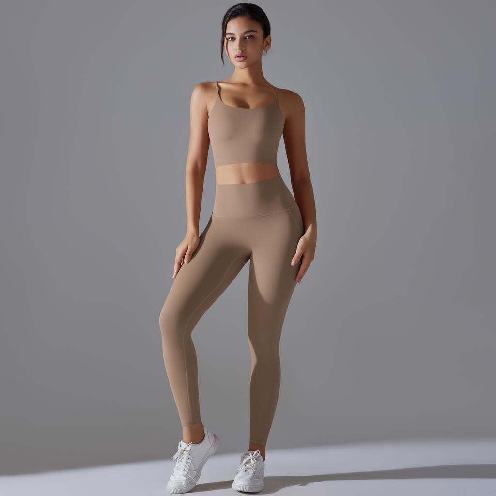 Zestawy do jogi bez rękawów Auroth Women Elastic Fitness Sportswear Running Vest Push Up Pants Dresy