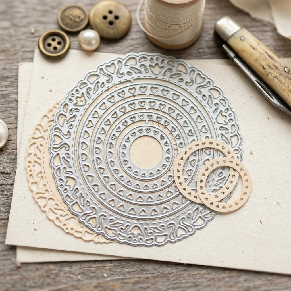 Round Heart Metal Die Cut, DIY Scrapbooking Embossing Stencil, Handmade Greeting Card Making Metal Cutting Dies, Gift Card Making Tools