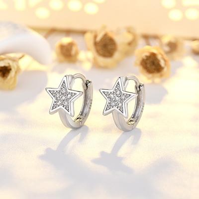 Orecchini a stella di nicchia per donna S Orecchini a stella in zircone puro per donna Orecchini a stella a cinque punte super flash piccoli