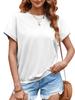 Womens Crew Neck Cap Sleeve Top Banded Hem Casual Summer T Shirt