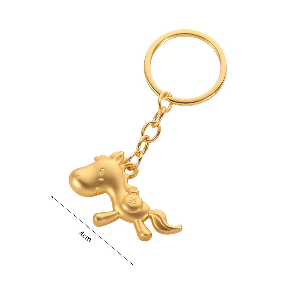 Vintage Lucky Horse Bag Pendant Feng Shui Weaving Key Chains Chinese Zodiac Key Ring Women Men