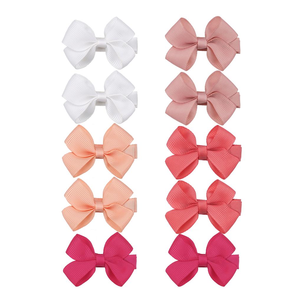 10Pcs Tiny Baby Bows Clips Fully Covered 2" Hair Bows Barrettes Clips Hair Accessories for Baby Girls Infants and Toddlers in Pa