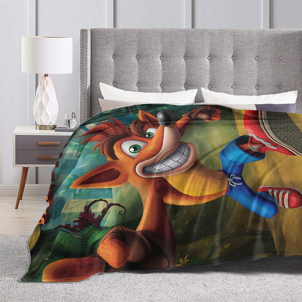 Crashs Bandicoots Soft Blanket Picnic Plush Bedding Throws Pattern Outdoor Flannel Bedspread Sofa Bed Cover