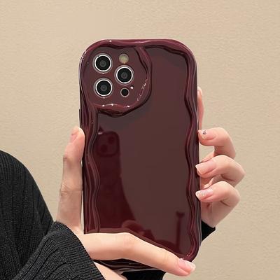 Solid Color Oval Curly Wave Bumper Phone Case For For Iphone 17 17E 16 16E 15 14 13 12 11 Pro Max 14 15 16 Plus Soft Silicone Cover