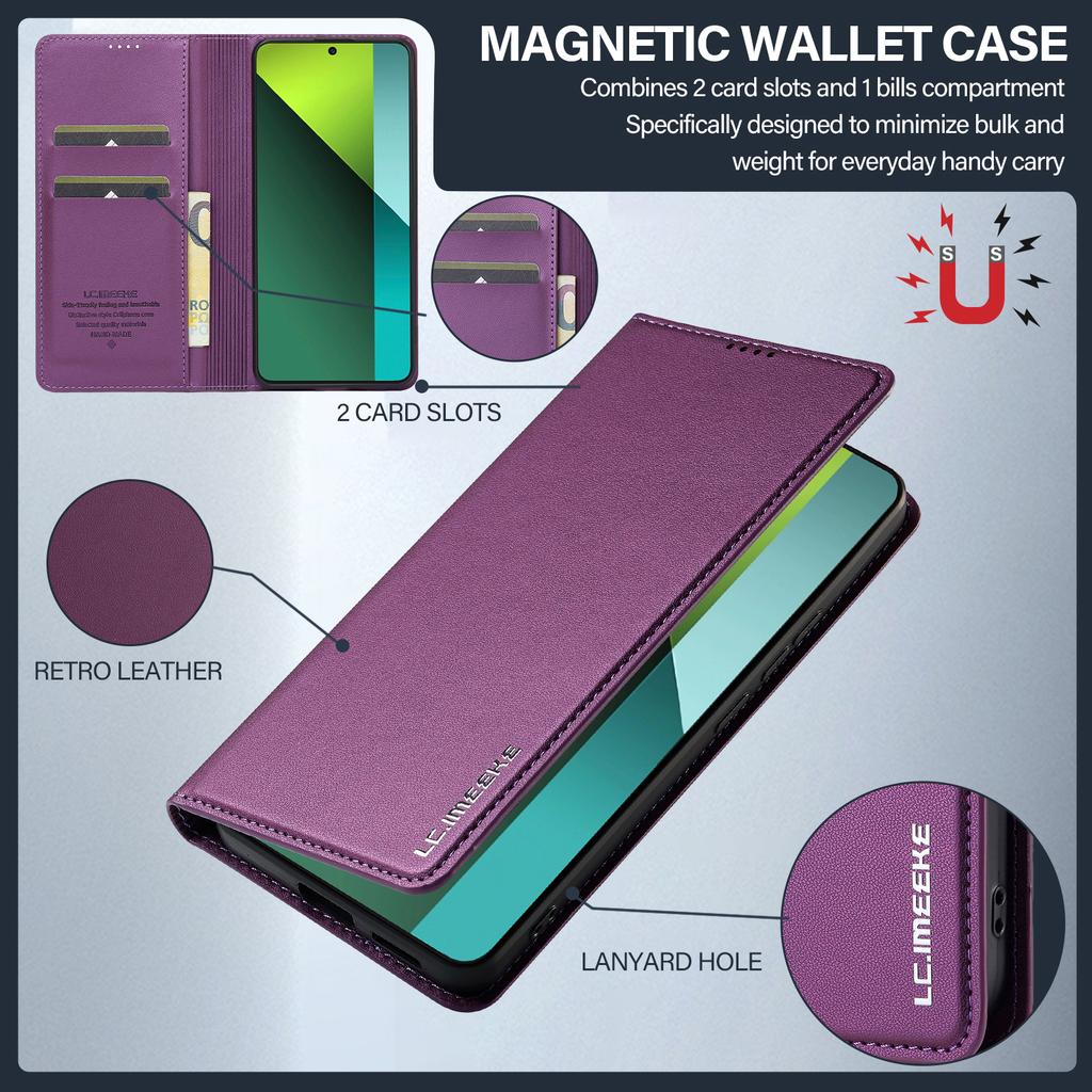 LC.IMEEKE L1 Series for Xiaomi Poco X6 5G/Redmi Note 13 Pro 5G Case PU Leather Wallet Stand Phone Cover