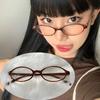 Women Retro Oval Glasses Y2K Japanese and Korean Girls Red Green Frame Glass Eyewear Decorative Computer Anti-blue Eyeglasses
