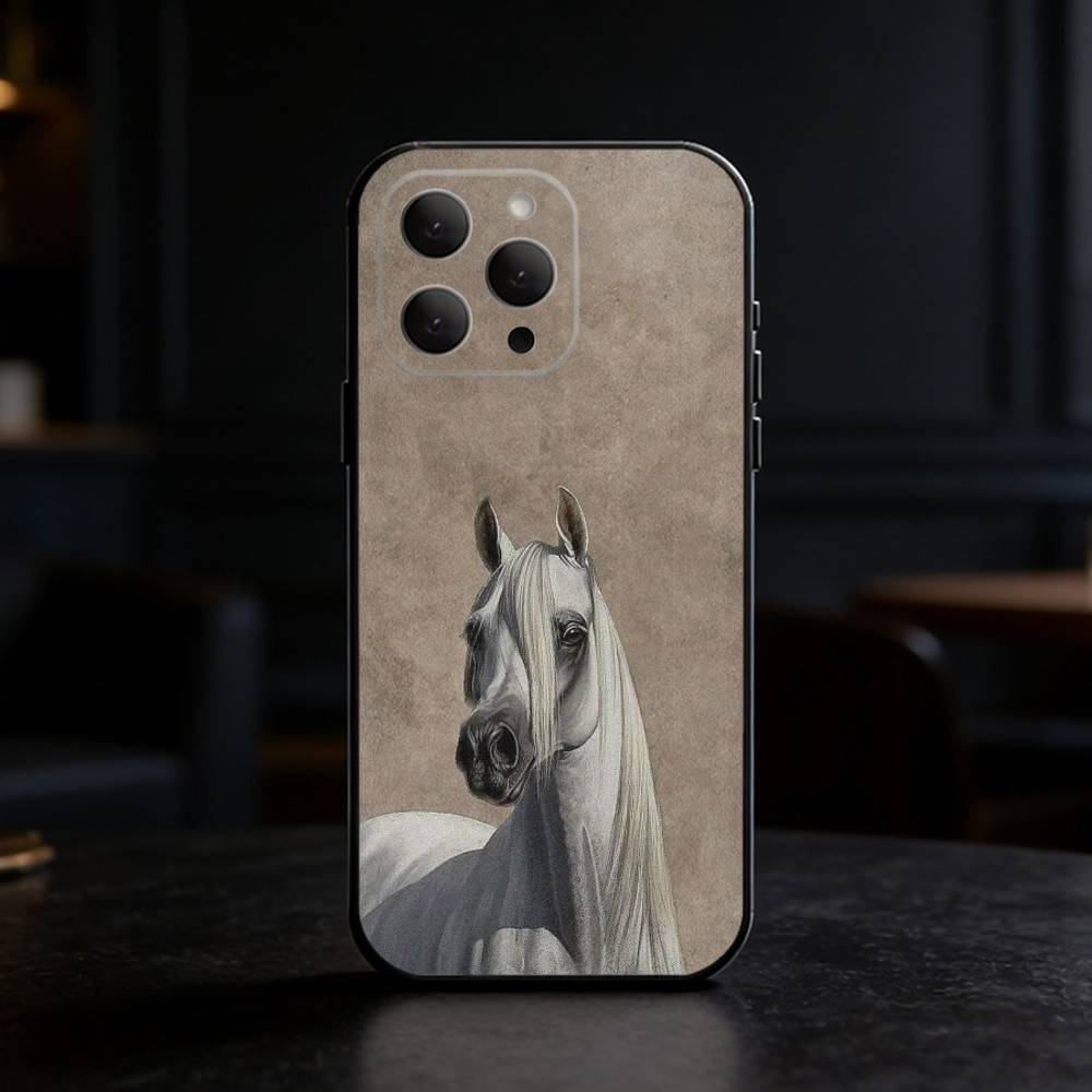 The horse Phone Case For iPhone 17,16,15,14,13,12,11 Plus,Pro Max,SE4Soft Silicone Black Cover