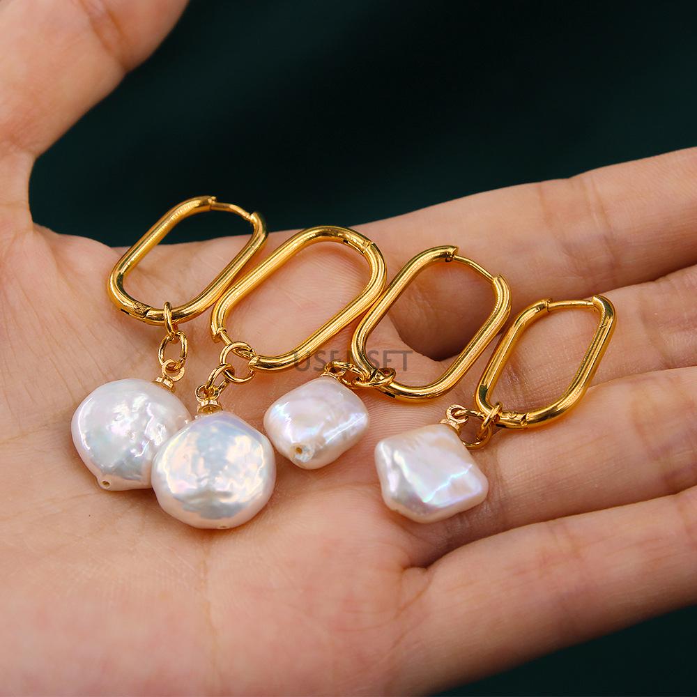 Baroque Pearl Earrings: Women's Stainless Steel, Trendy Summer Style