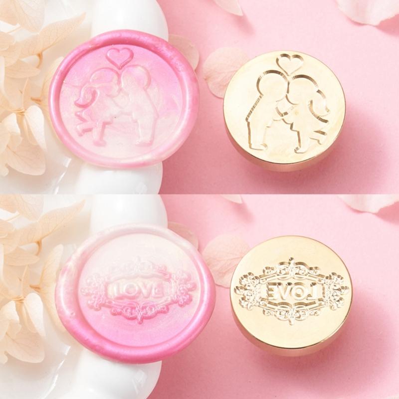 2Pcs Wedding Themed Seal Stamp Head, Embossed Sealing Stamp Head for Invitations Envelope Scrapbooking Embellishments