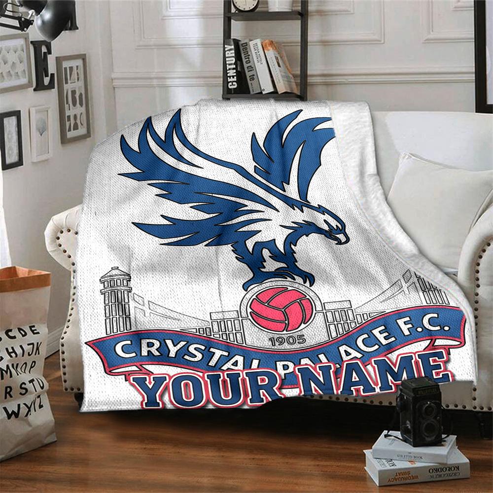 1pc Crystal Palace F.C Blanket with Custom Name, Gift, for Men and Women, Soft Blanket, Good for Sofa Bed Couch Travel, Lightweight Flannel Blanket