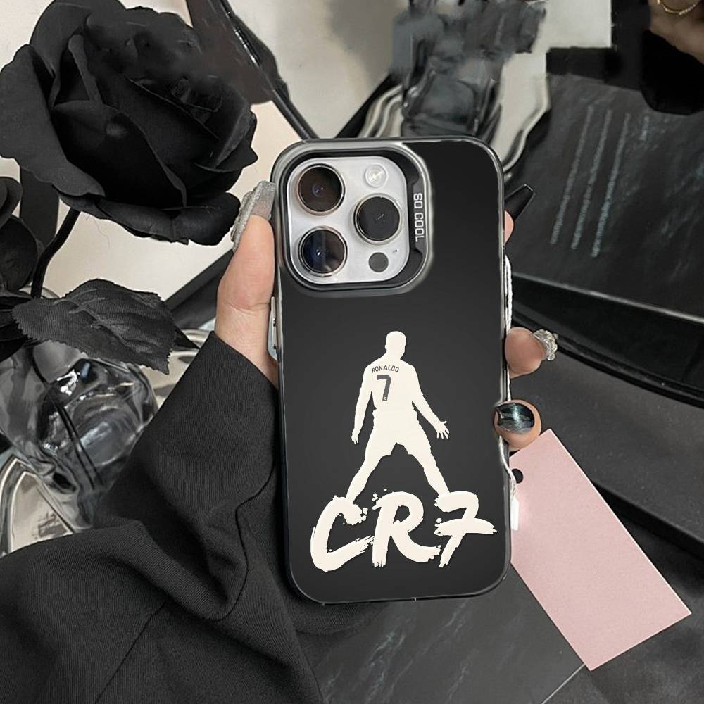 Custodia per telefono Player R-Ronaldo C-CR7 Per iPhone 17,16,15,14,13,12,Pro MAX Nera Opaca Cover Antiurto