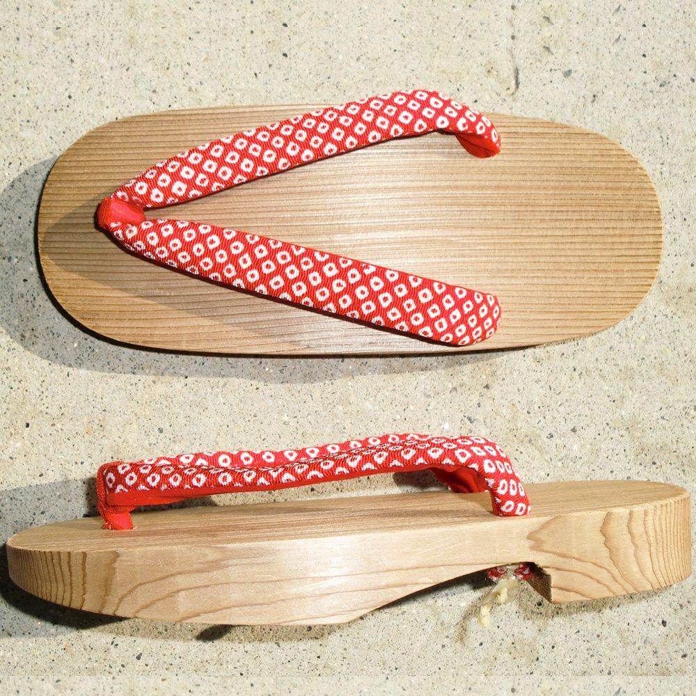 Kiso Nezuko Craftsmen Passing On 300 Years of Pique Red Strap Cloth Geta Tradition. 18-19cm Children's Size. Pattern. (Front Color Customizable).