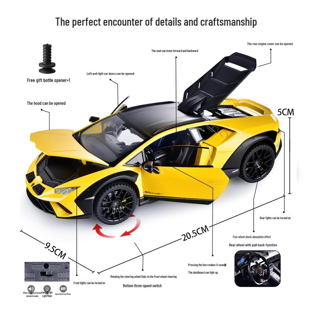 Black Mamba H2603 Lamborghini Alloy Car Model: Pull-back with Sound, Light, and Suspension for Kids