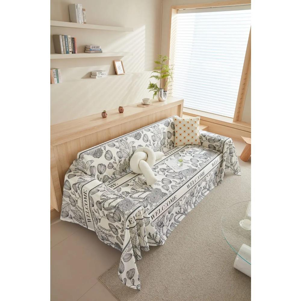 Ice Silk Flower Sofa Cover Blanket Non-slip Sofa Towel Living Room Furniture Decor Tapestry Couch Cover Universal Sofa Towel