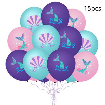 15 szt. Syrenka Rybi Ogon Lateksowy Balon z Nadrukiem Bukiet Balonów Dekoracja Atmosfery Urodzinowej Bukiet Balonów