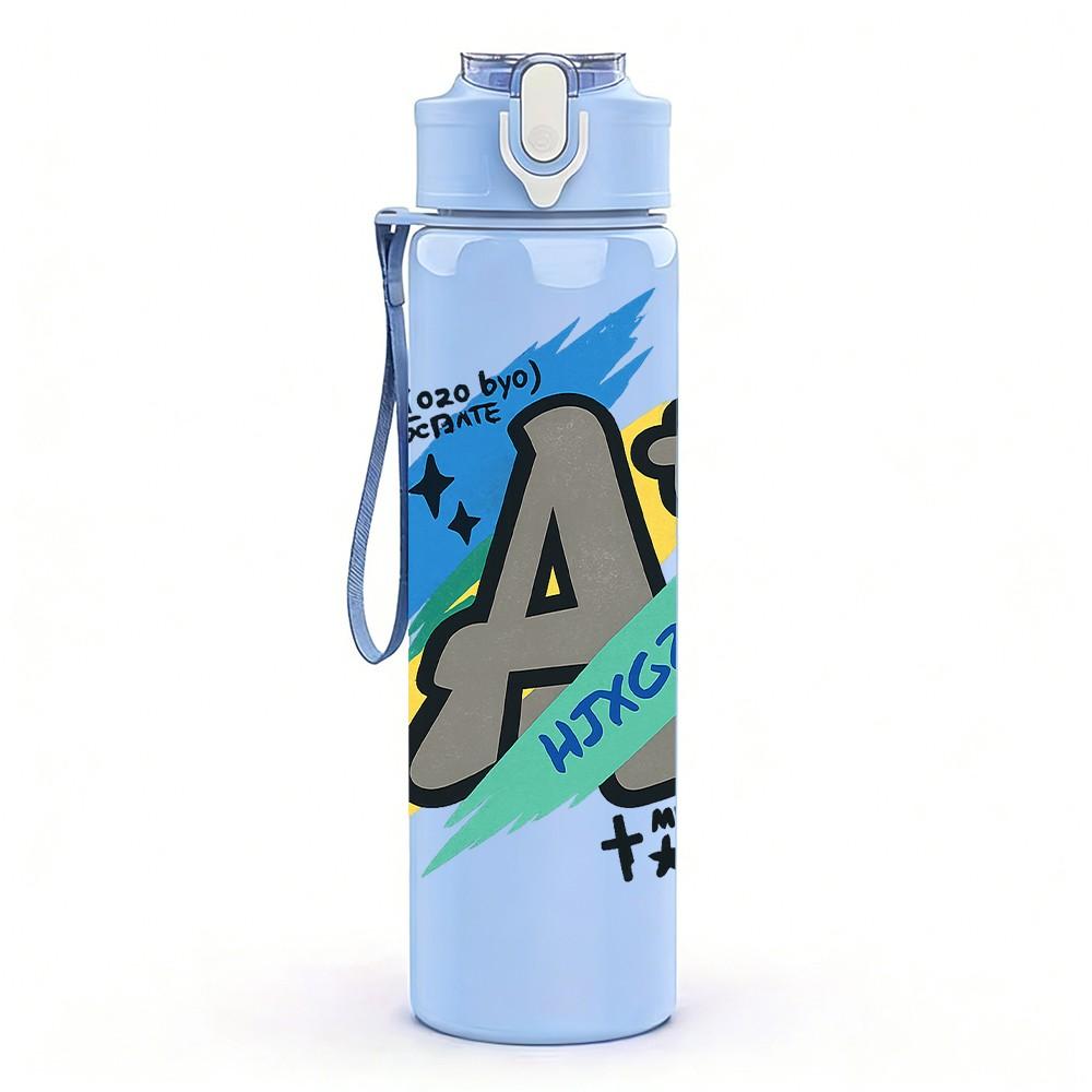 1PC Excellent Grade A School Art 750ml Color Plastic Sports Water Bottle Leakproof Flip Straw Lid Suitable for Sports Office Home Use