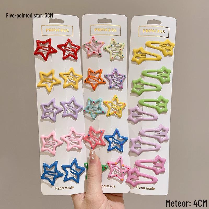 Y2K Dopamine Color Pentagram Small Hair Clip for Women & Kids - Cute Bangs & Side Hair Accessory