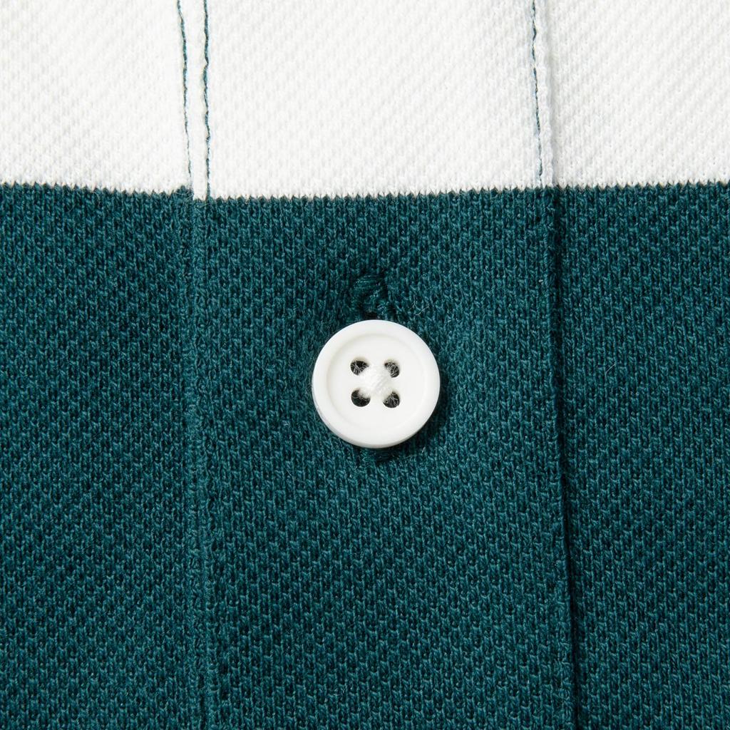 Li Ning Sport Lifestyle Series Striped Minimalist Breathable Versatile Short Sleeve Polo Shirt Men Polo Shirts Off-White Dark-Reef-Green APLV093-2