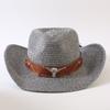 Popular European and American Classic Straw Woven Western Cowboy Hat Men's and Women's Outdoor Fashion OL Wind Woven Top Hat