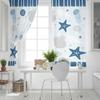 Cortinas blackout azuis listradas de estrelas do mar, água-viva, coral, concha, para sala de estar, quarto, tratamento de janelas, decoração para casa