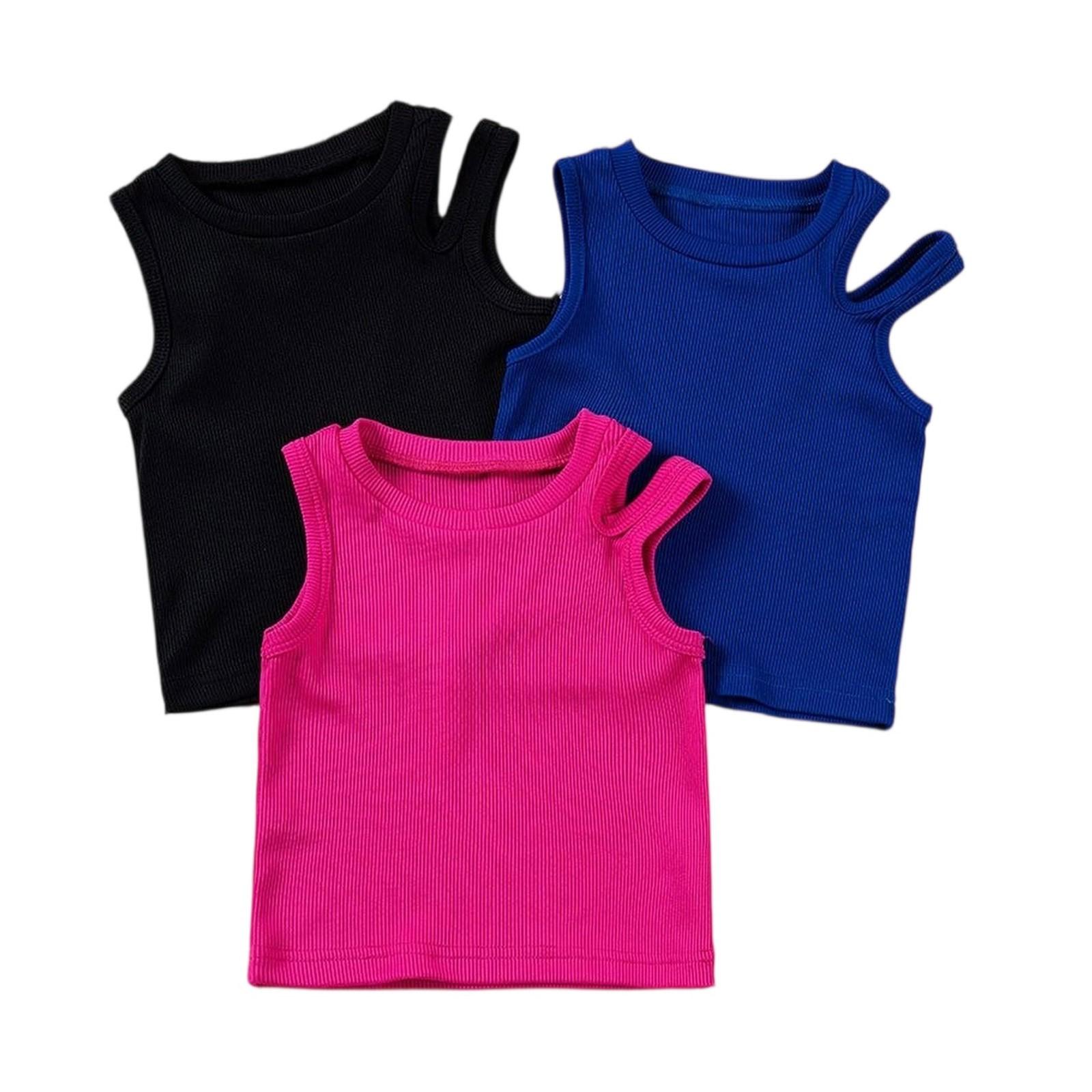 

Girls Ribbed Tank Top - Double Strap Sleeveless Blouse 110