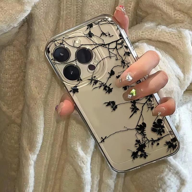Black hand Phonecase drawn branches leaves Phone Case For Samsung S26 S25 S24 S23 S22 S21 S20 Plus Ultra Lite Clear Soft TPU