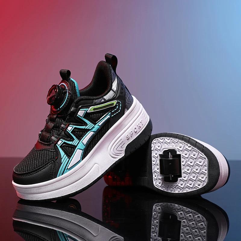 

High Quality Two Wheeled Roller Shoes Boys Girls Walking Casual Shoes School Students Fashion Personalized Roller Sneakers 40