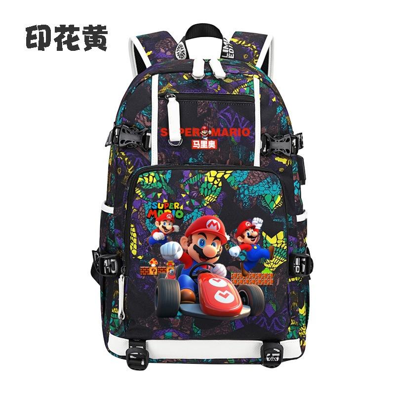 Zaino con Licenza Anime di Mario per Bambini Adolescenti Ragazzi Ragazze, Leggero Ergonomico Zaino Scolastico Grande Capacità, Design Anti-Scoliosi