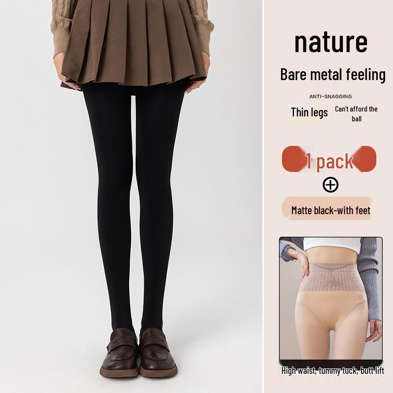 Flower Fairy Nude Feeling Fleece Lined Socks - Women's Warm, Slimming Tights for Autumn and Winter