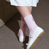 STUDIO SOCKSTOP [3PACK] Women's Ribbon Embroidered Mid-Calf Socks_2colors