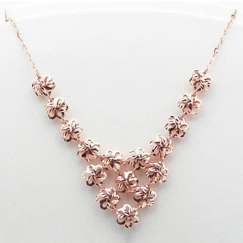 Изысканное 585 Фиолетовое Золото Русское Полое Цветочное Ожерелье Универсальное Роскошное Высококлассное Темпераментное Позолоченное Розовым Золотом Ключичная Цепь