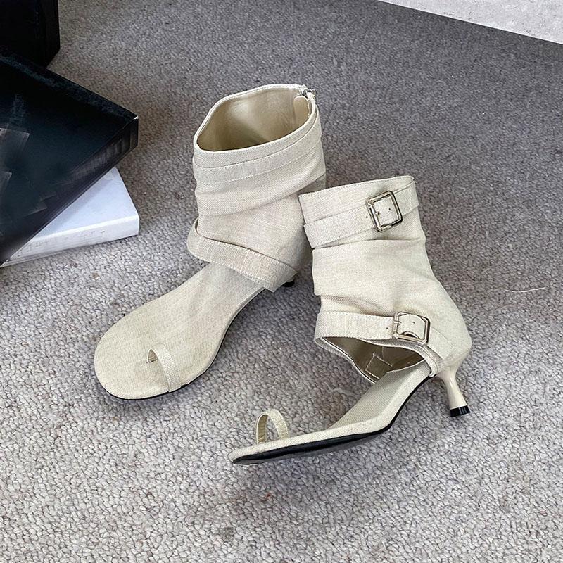 Fashion Female Low Heel Footwear Open Toe Sandals Boots For Ladies Fashion Round Toe Women Ankle Sandals Booties With Zippers Shoes