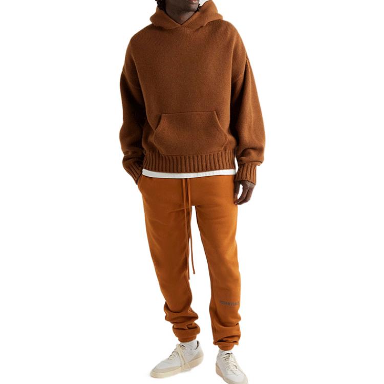 Fear Of God Essentials Fleece Straight-Leg Logo-Print Cotton-Blend Jersey Sweatpants Unisex Sweatpants Brown Vicunia FOG-SS22-001