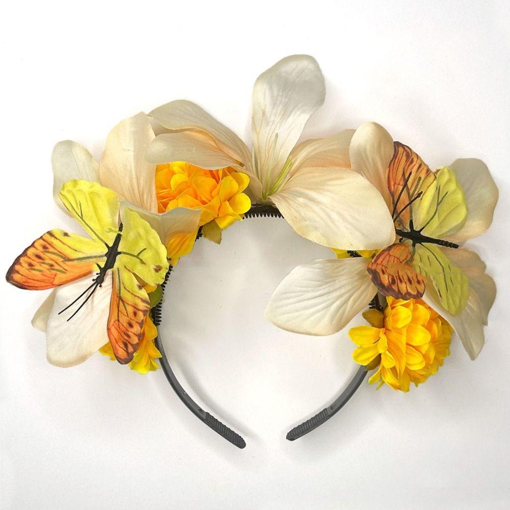 

Garland Floral Crown Hairband Butterfly Carnival Hair Accessories Party помаранчевий