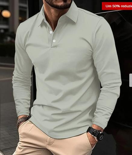Men's Long Sleeve Polo Shirt, Versatile Casual Top for Daily Wear.