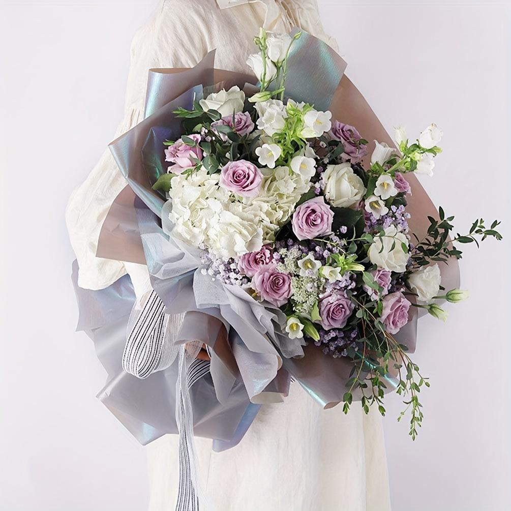 2packs 20Sheets/pack Iridescent Double Sided Flower Wrapping Paper Florist Bouquet Packaging