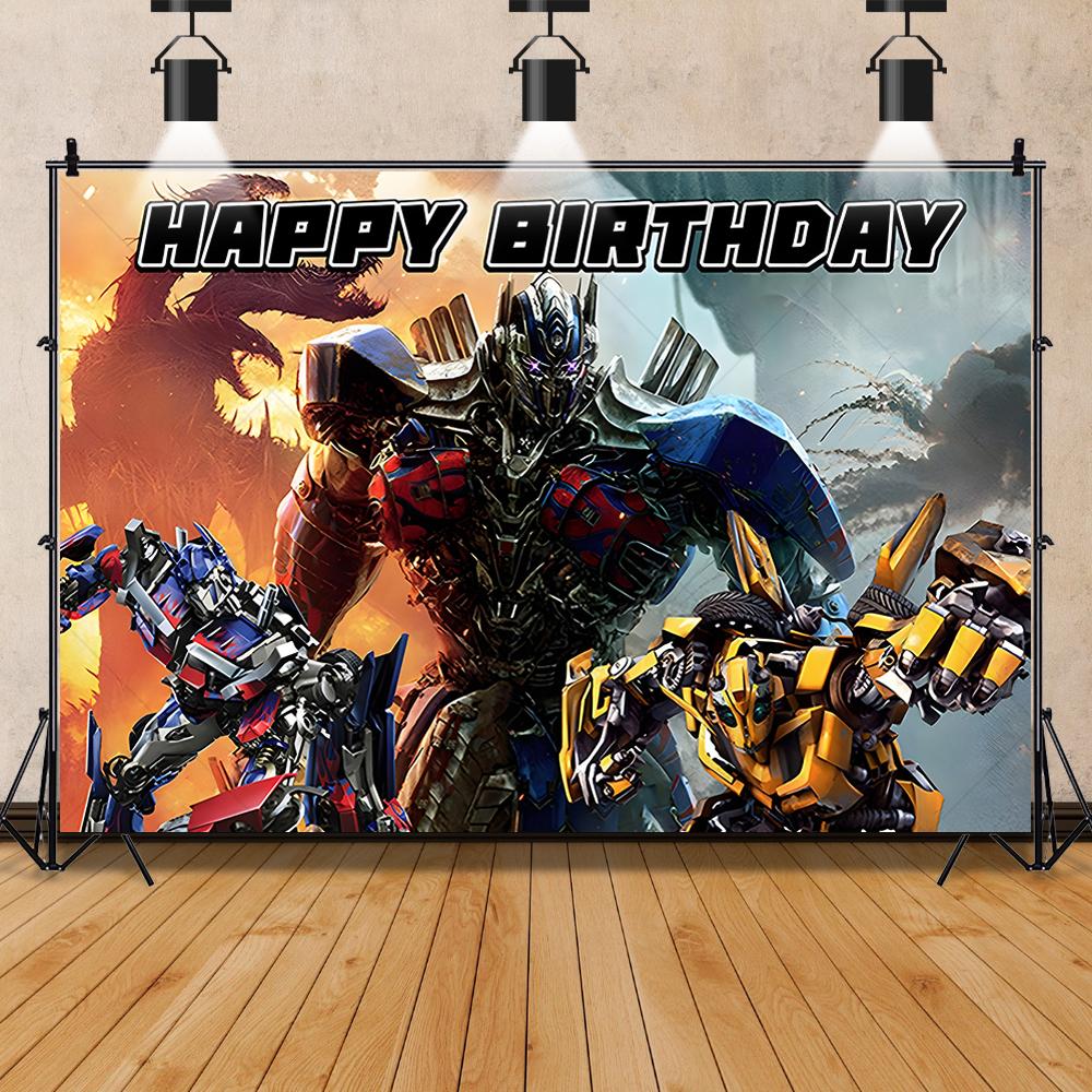 Transformers Optimus Prime Bumblebee Cool Customizable Children Boy Birthday Party Decoration Banner Background RoomPoster Props