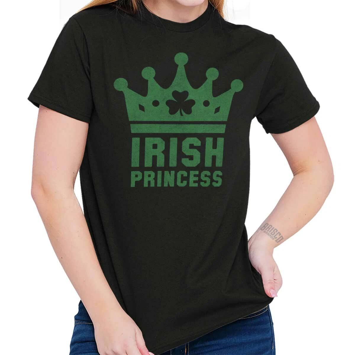 Irish Princess St Patricks Day Drinking Beer Womens Graphic Crewneck T Shirt Tee M