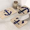 3pcs Sailing Boat Anchor Bathroom Rug Set Non-Slip U-Shaped Mat and Toilet Lid Cover Ocean Nautical Theme Washable Floor Mats