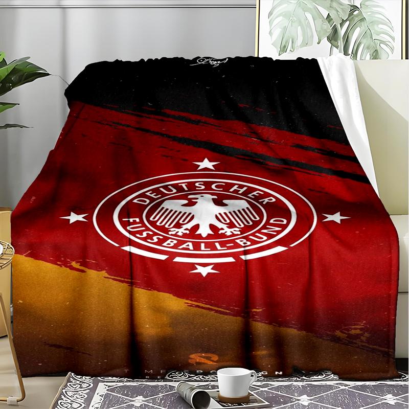 1PC German Football Emblem Printed Soft Flannel Blanket Throw for Adult Bedroom Living Room Sofa Camping Travel Fan gifts Christmas Gifts