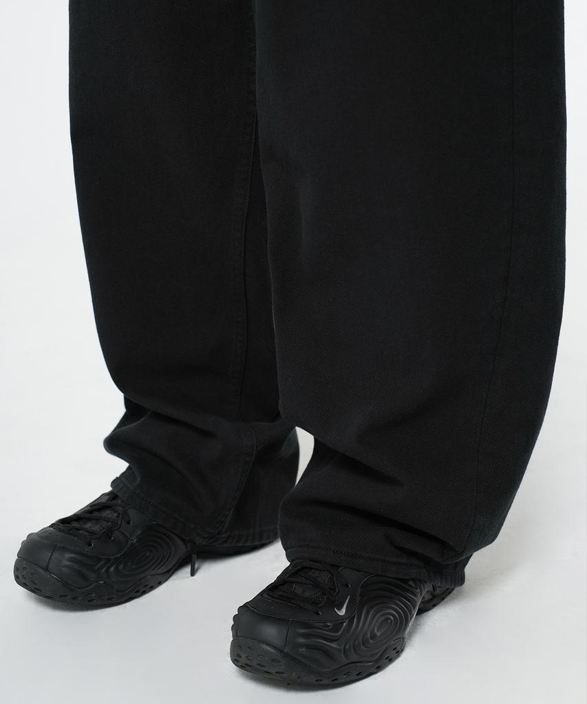 Beulaendideu Wide Curved Cotton Pants [Black]