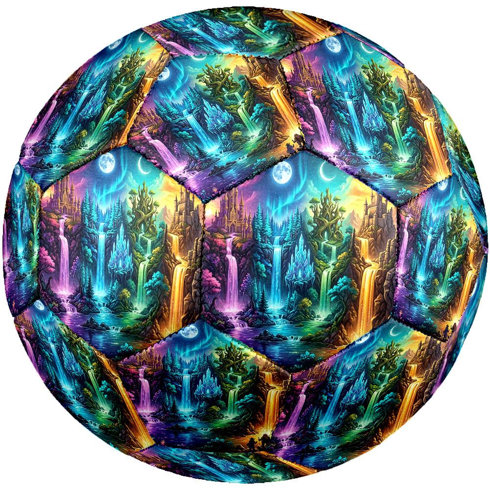 1pc Fantasy Waterfall Kingdom Theme Soccer Ball Football, Size 5, Lightweight PVC, Outdoor Training Soccer Ball,Sports Gift T61454