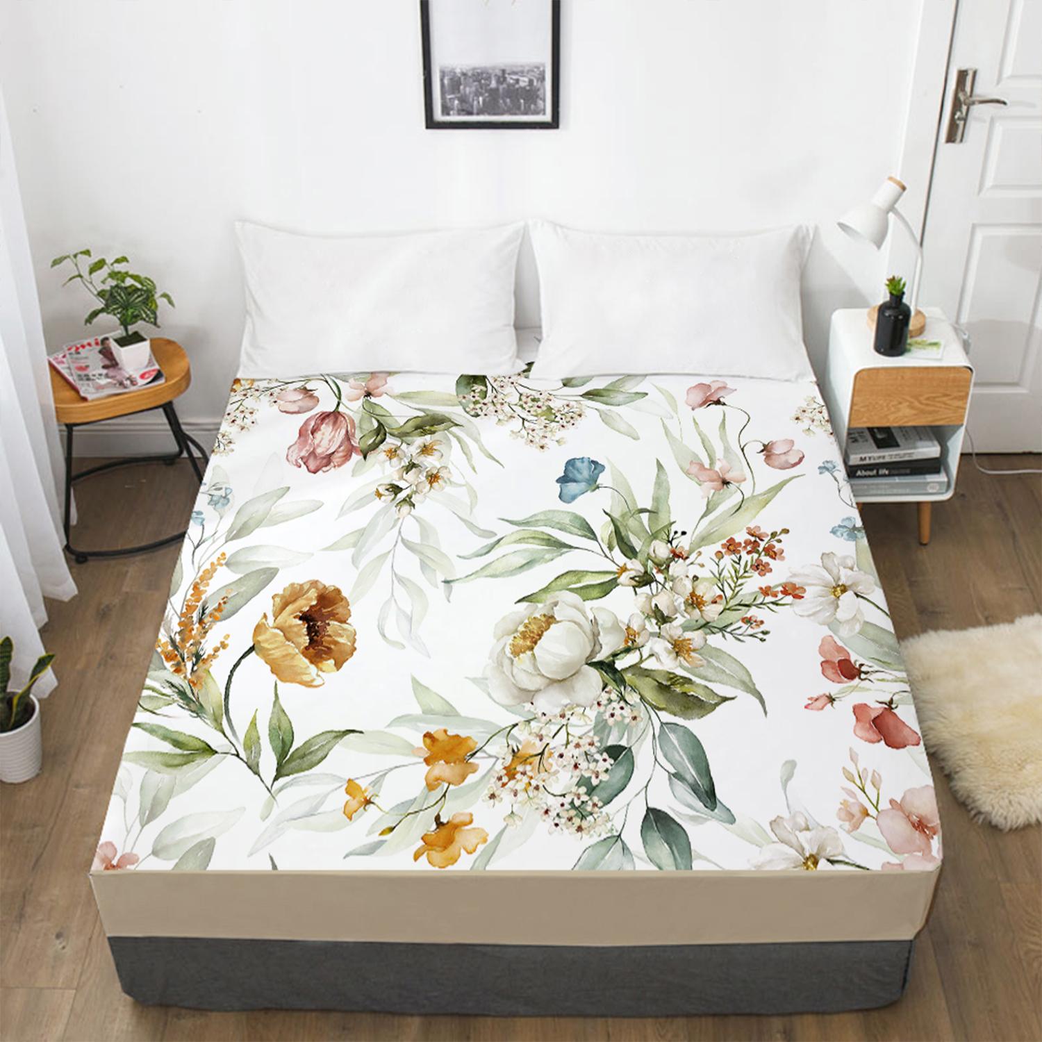 Домашний текстиль Цветы 3D-печать с рисунком Простыня наматрасник Резинка Простыня — фото 7