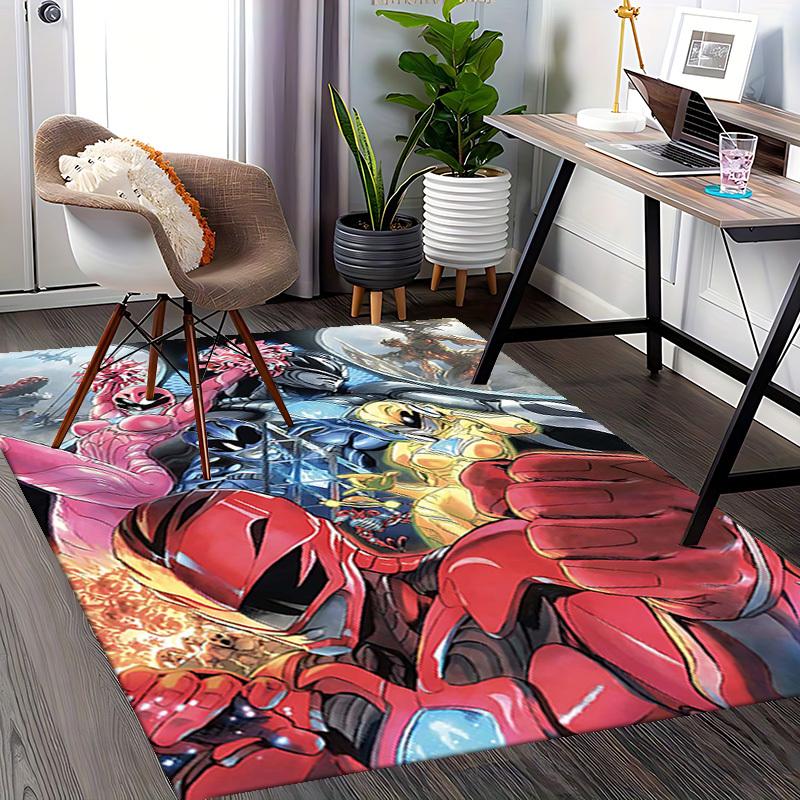 1 Stück Power Rangers Anime Cartoon Design Bürostuhlmatte Rutschfeste Teppichmatte für Heimdekoration, Wohnzimmer, Schlafzimmer, Spielzimmer - Perfektes Geschenk für Fans.T017