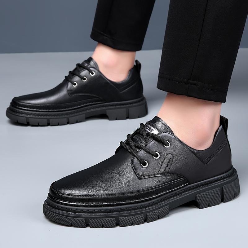 Klasyczne Męskie Buty z Prawdziwej Skóry Vintage Gruba Podeszwa Buty Codzienne Buty Biznesowe na Bankiet Skórzane Buty Biurowe Outdoorowe Wszechstronne