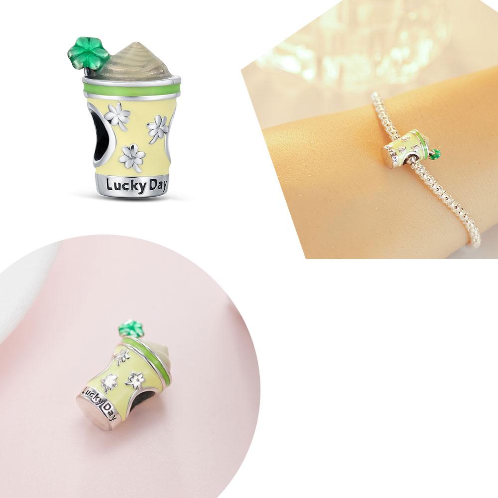 Copper Green Clover Pendant Charm Fit Original Bracelet Lucky Beads Design Diy Jewelry Accessories Best Gifts