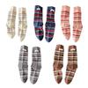Ladies Spring & Fall Casual Pinstripe Heel Cloth Label Boneless Mid Barrel Pile Cotton Socks