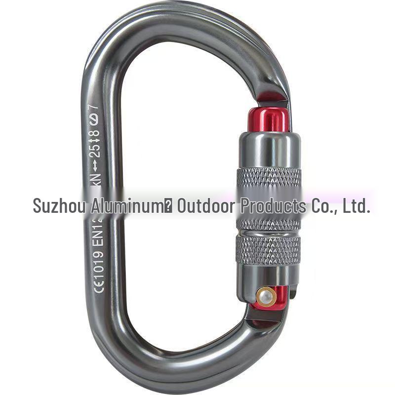 7075 Aluminum O-type Auto-Locking Climbing Carabiner for High-Altitude Safety серый
