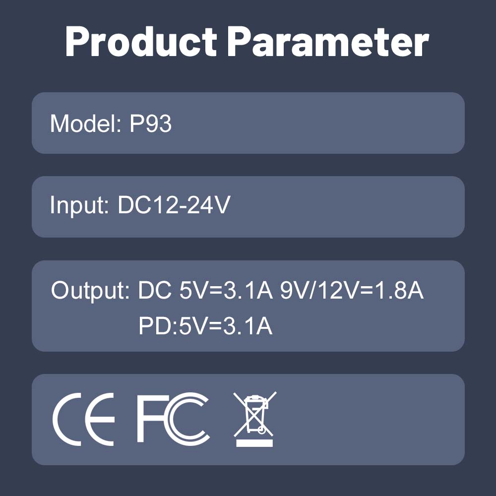 P93 9-in-1 USB Autoladegerät für iPhone-Buchse PD Autotelefonladegerät für Samsung Huawei Xiaomi